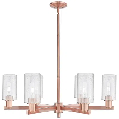 Innovations Lighting Arcadia Clymer 34"w 6 Light Copper Stem Hung Chandelier W/ Seedy Shade