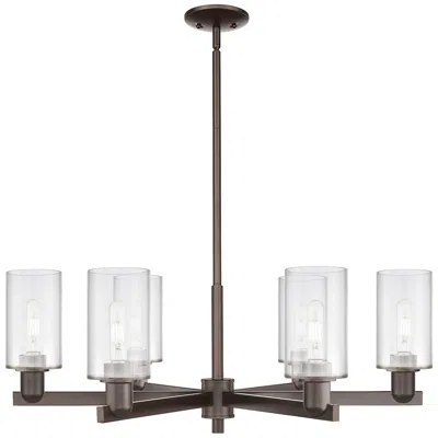 Innovations Lighting Arcadia Clymer 34"w 6-lt Oiled Bronze Stem Chandelier W/ Clear Shade