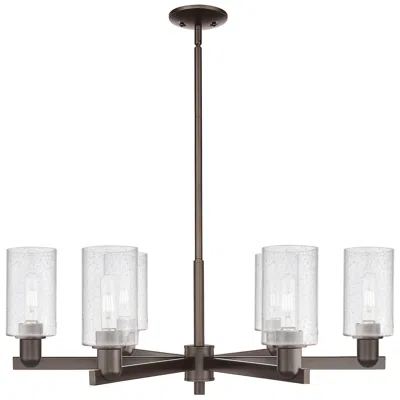 Innovations Lighting Arcadia Clymer 34"w 6-lt Oiled Bronze Stem Chandelier W/ Seedy Shade
