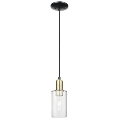 Innovations Lighting Arcadia Clymer 4"w Black Brass Cord Hung Mini Pendant W/ Clear Shade