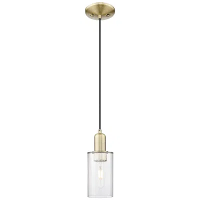 Innovations Lighting Arcadia Clymer 4"w Brass Cord Hung Mini Pendant With Clear Shade