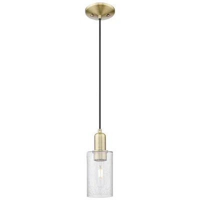 Innovations Lighting Arcadia Clymer 4"w Brass Cord Hung Mini Pendant With Seedy Shade