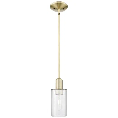 Innovations Lighting Arcadia Clymer 4"w Brass Stem Hung Mini Pendant With Clear Shade
