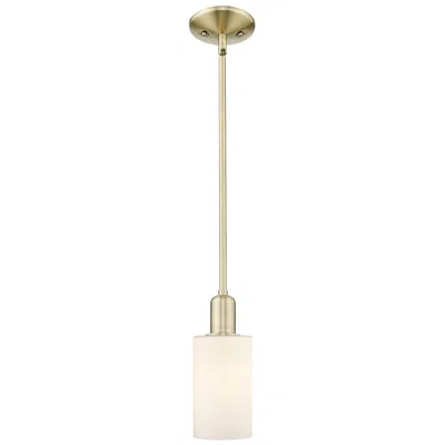 Innovations Lighting Arcadia Clymer 4"w Brass Stem Hung Mini Pendant With Matte White Shade