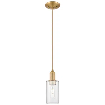 Innovations Lighting Arcadia Clymer 4"w Brushed Brass Cord Hung Mini Pendant W/ Clear Shade