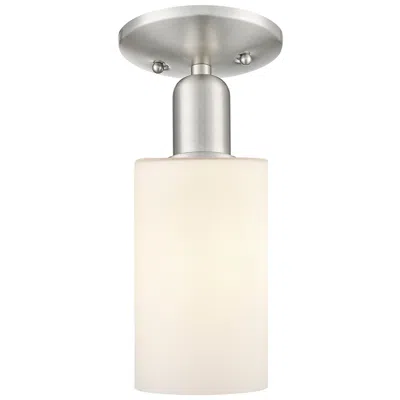Innovations Lighting Arcadia Clymer 4"w Brushed Nickel Semi-flush W/ Matte White Shade