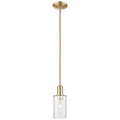 Innovations Lighting Arcadia Clymer 4"w Champagne Bronze Stem Mini Pendant W/ Clear Shade In Gold