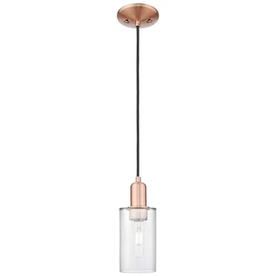 Innovations Lighting Arcadia Clymer 4"w Copper Cord Hung Mini Pendant With Clear Shade