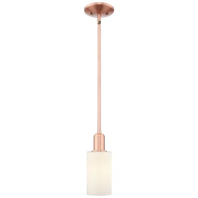 Innovations Lighting Arcadia Clymer 4"w Copper Stem Hung Mini Pendant W/ Matte White Shade In Neutral