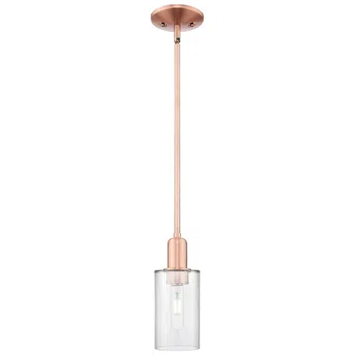 Innovations Lighting Arcadia Clymer 4"w Copper Stem Hung Mini Pendant With Clear Shade In Gold