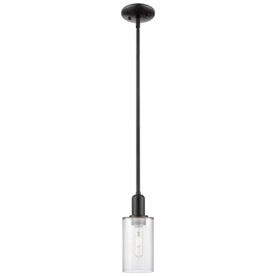 Innovations Lighting Arcadia Clymer 4"w Matte Black Stem Hung Mini Pendant With Clear Shade