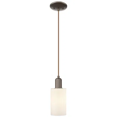 Innovations Lighting Arcadia Clymer 4"w Oiled Bronze Cord Mini Pendant W/ Matte White Shade In Multi