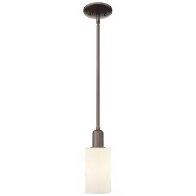 Innovations Lighting Arcadia Clymer 4"w Oiled Bronze Stem Mini Pendant W/ Matte White Shade In Black