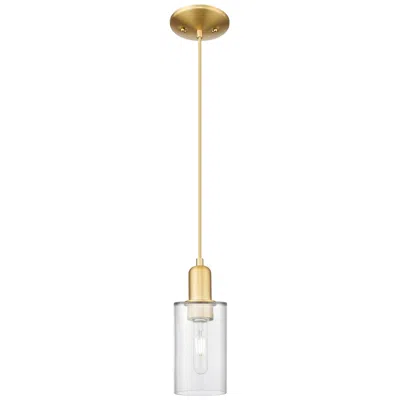 Innovations Lighting Arcadia Clymer 4"w Satin Gold Cord Hung Mini Pendant With Clear Shade