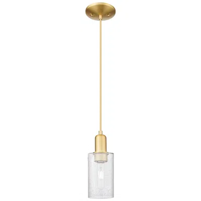 Innovations Lighting Arcadia Clymer 4"w Satin Gold Cord Hung Mini Pendant With Seedy Shade