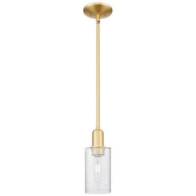 Innovations Lighting Arcadia Clymer 4"w Satin Gold Stem Hung Mini Pendant With Seedy Shade
