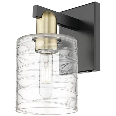 Innovations Lighting Arcadia Cobbleskill 11"h Black And Brass Sconce With Deco Swirl Shade