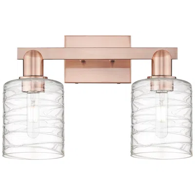 Innovations Lighting Arcadia Cobbleskill 16"w 2 Light Copper Bath Light W/ Deco Swirl Shade