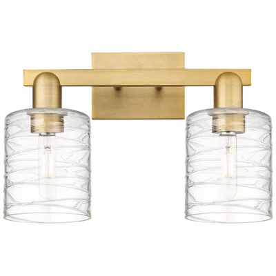 Innovations Lighting Arcadia Cobbleskill 16"w 2-lt Brushed Brass Vanity W/ Deco Swirl Shade