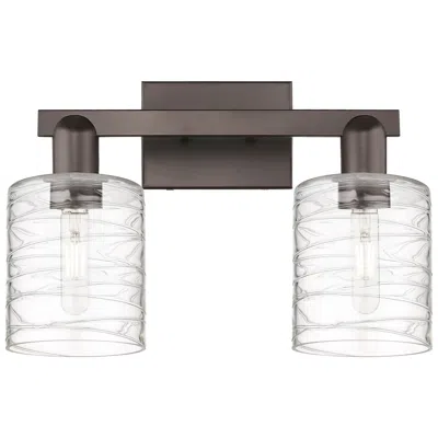 Innovations Lighting Arcadia Cobbleskill 16"w 2-lt Oiled Bronze Vanity W/ Deco Swirl Shade