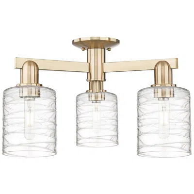 Innovations Lighting Arcadia Cobbleskill 23"w 3 Light Bronze Semi-flush W/ Deco Swirl Shade