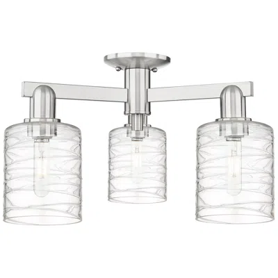 Innovations Lighting Arcadia Cobbleskill 23"w 3 Light Nickel Semi-flush W/ Deco Swirl Shade