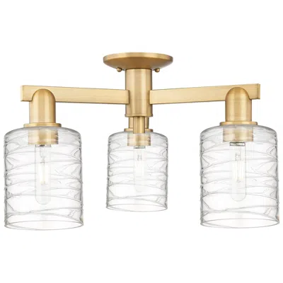 Innovations Lighting Arcadia Cobbleskill 23"w 3-lt Brushed Brass Semi-flush W/ Deco Shade