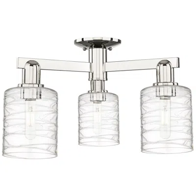 Innovations Lighting Arcadia Cobbleskill 23"w 3-lt Polished Nickel Semi-flush W/ Deco Shade