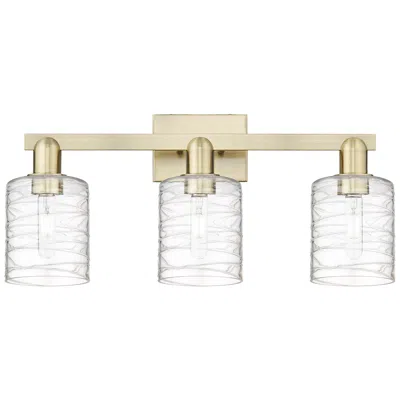 Innovations Lighting Arcadia Cobbleskill 24"w 3 Light Brass Bath Light W/ Deco Swirl Shade