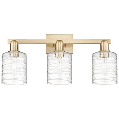 Innovations Lighting Arcadia Cobbleskill 24"w 3 Light Bronze Bath Light W/ Deco Swirl Shade In Multi