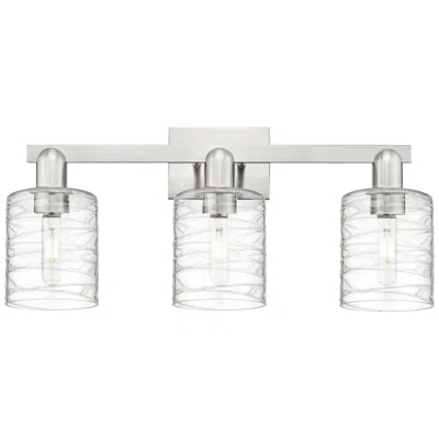 Innovations Lighting Arcadia Cobbleskill 24"w 3 Light Nickel Bath Light W/ Deco Swirl Shade