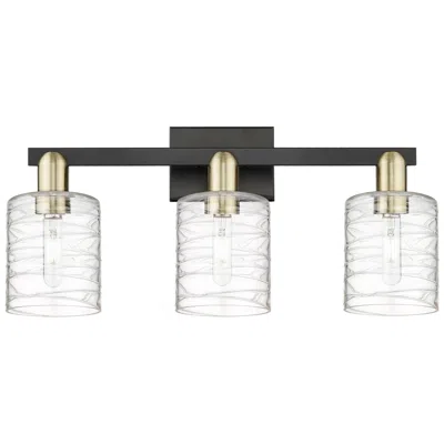 Innovations Lighting Arcadia Cobbleskill 24"w 3-lt Black Brass Vanity W/ Deco Swirl Shade