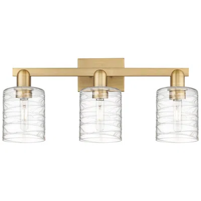 Innovations Lighting Arcadia Cobbleskill 24"w 3-lt Brushed Brass Vanity W/ Deco Swirl Shade