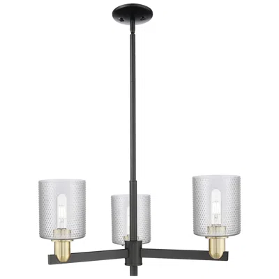 Innovations Lighting Arcadia Cobbleskill 27"w 3-lt Black Brass Stem Chandelier W/ Clear Shade