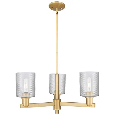 Innovations Lighting Arcadia Cobbleskill 27"w 3-lt Brushed Brass Stem Chandelier W/ Clear Shade