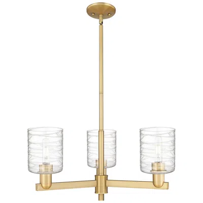 Innovations Lighting Arcadia Cobbleskill 27"w 3-lt Brushed Brass Stem Chandelier W/ Deco Shade