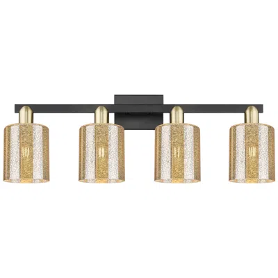 Innovations Lighting Arcadia Cobbleskill 32"w 4 Light Black Brass Vanity W/ Mercury Shade In Gold