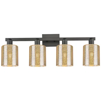 Innovations Lighting Arcadia Cobbleskill 32"w 4 Light Black Vanity Light W/ Mercury Shade