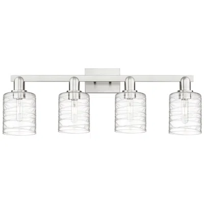 Innovations Lighting Arcadia Cobbleskill 32"w 4 Light Nickel Bath Light W/ Deco Swirl Shade
