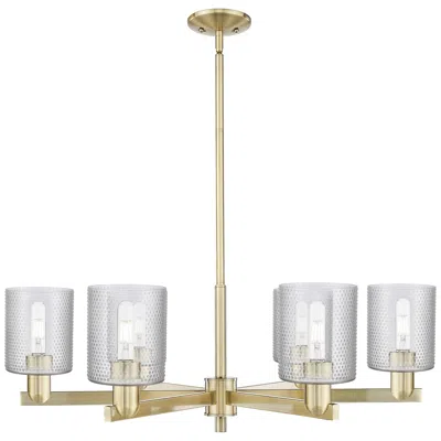 Innovations Lighting Arcadia Cobbleskill 35"w 6 Light Brass Stem Chandelier W/ Clear Shade