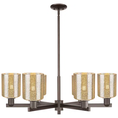 Innovations Lighting Arcadia Cobbleskill 35"w 6-lt Oiled Bronze Stem Chandelier W/ Mercury Shade