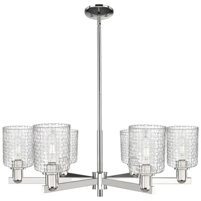 Innovations Lighting Arcadia Cobbleskill 35"w 6-lt Polish Nickel Chandelier W/ Basketweave Shade
