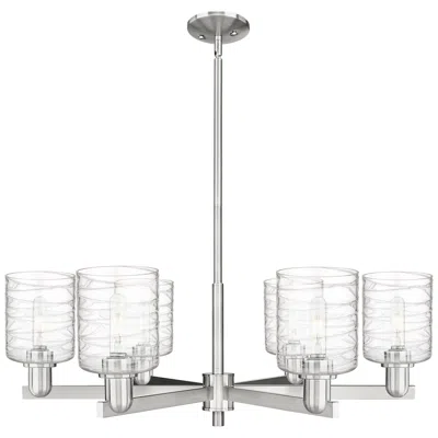 Innovations Lighting Arcadia Cobbleskill 35"w 6-lt Satin Nickel Stem Chandelier W/ Deco Shade