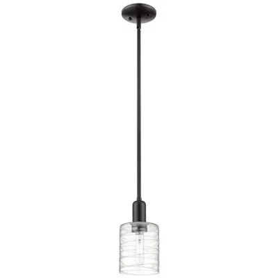Innovations Lighting Arcadia Cobbleskill 5"w Black Stem Mini Pendant W/ Deco Swirl Shade
