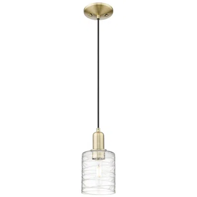 Innovations Lighting Arcadia Cobbleskill 5"w Brass Cord Mini Pendant W/ Deco Swirl Shade