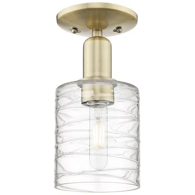 Innovations Lighting Arcadia Cobbleskill 5"w Brass Semi.flush Mount With Deco Swirl Shade