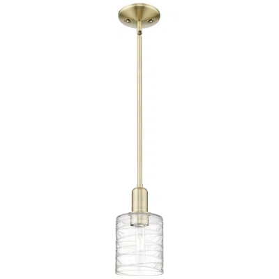 Innovations Lighting Arcadia Cobbleskill 5"w Brass Stem Mini Pendant W/ Deco Swirl Shade