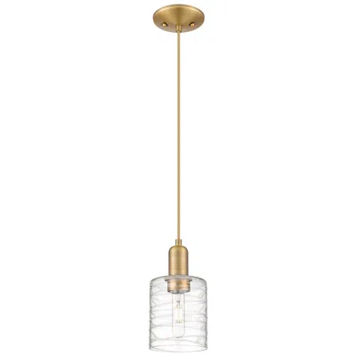 Innovations Lighting Arcadia Cobbleskill 5"w Brushed Brass Cord Pendant W/ Deco Swirl Shade
