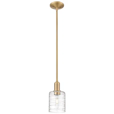 Innovations Lighting Arcadia Cobbleskill 5"w Brushed Brass Stem Pendant W/ Deco Swirl Shade