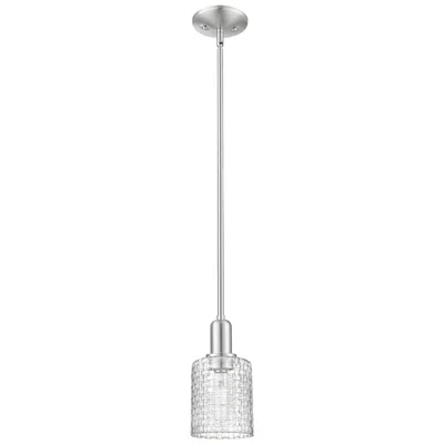 Innovations Lighting Arcadia Cobbleskill 5"w Nickel Stem Pendant W/ Clear Basketweave Shade